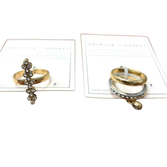 Melrose and Market Jewelry - Rhinestone Gold Silver Tone Rings size 7
